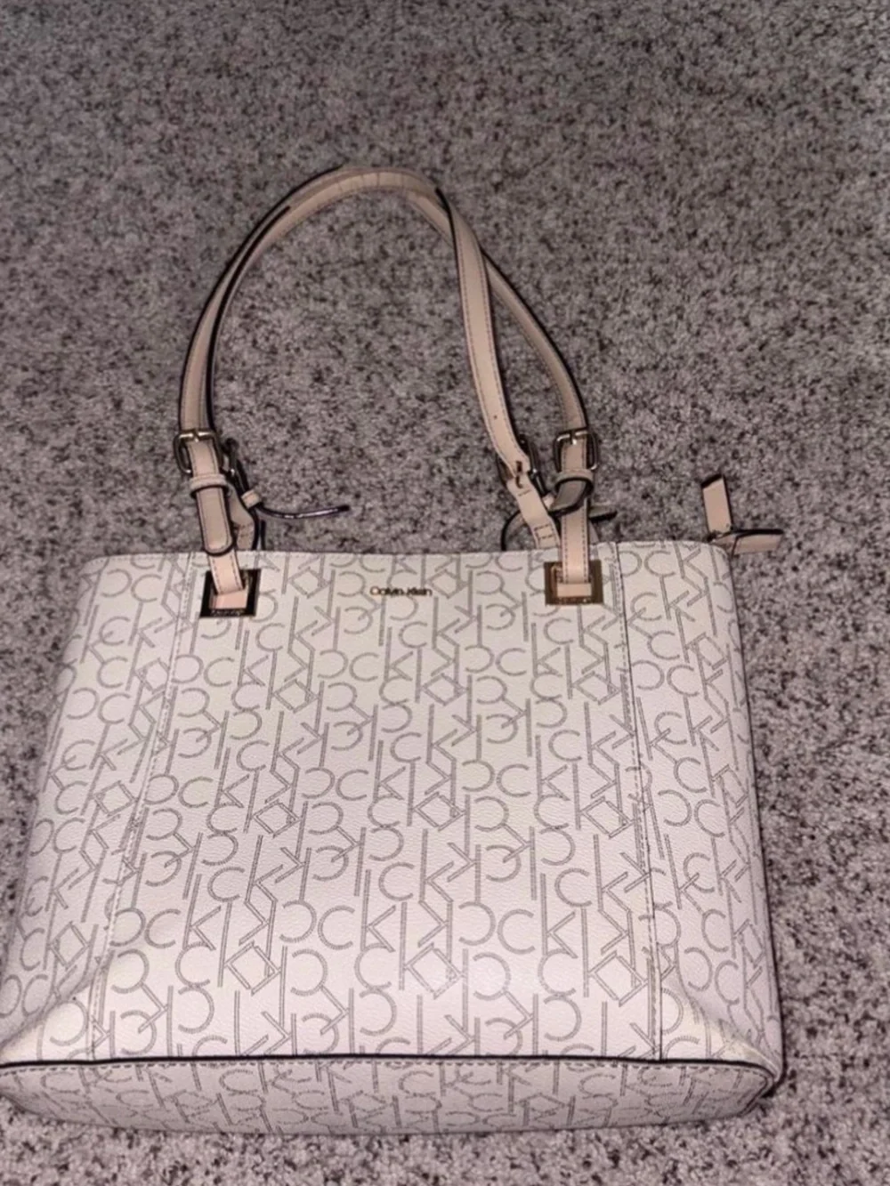 Calvin Klein Cream Logo-Print Tote